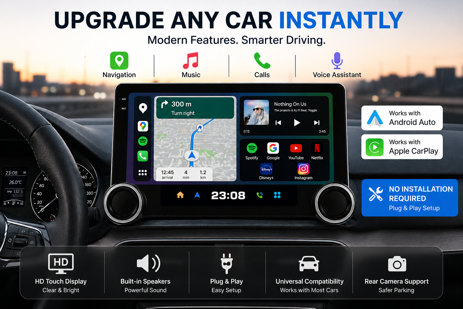 YONKERS 10.1 inch Android car player product and accessory presentation